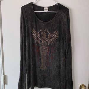 Flowing long sleeve with comfy plus stretchy feel!